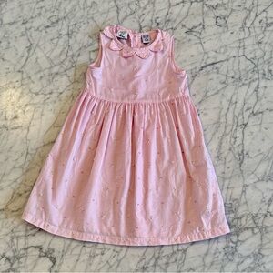 Girls' Pink Flower Bud Embroidered Sleeveless Dress Petal Collar Sz 4T